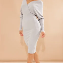 Robe Pull Cache-coeur Grise à épaules Dénudées -Pas Cher Robe Tendre Magasin 003da5f834f63dfc8cfb7eccd49858fae3d62aae cmu0239 4