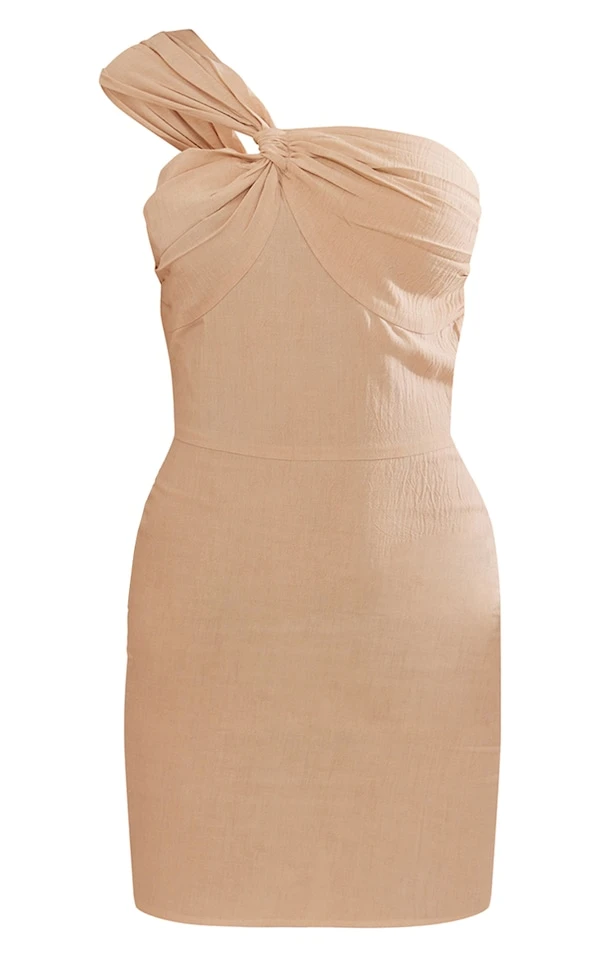 Robe Moulante Asymétrique Gris Pierre Effet Lin à Détail Noeud 5 Robe Moulante Asymétrique Gris Pierre Effet Lin à Détail Noeud – Image 5