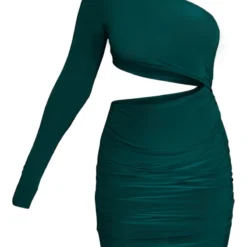 Robe Très Moulante Asymétrique Vert Forêt à Taille Découpée Et Fronces -Pas Cher Robe Tendre Magasin 0122fe228a386f29f22fc03f7680af863b112f87 cnc3025 5