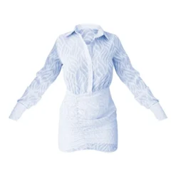 Robe Droite Texturée Transparente Bleu Ciel à Boutons Et Jupe Froncée -Pas Cher Robe Tendre Magasin 03fe4fd245407d65d02bbd1df9dfbcc8e914923b cnd5899 5