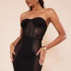 Robe Moulante Bandage Noire à Détail Corset Et Parties En Mesh