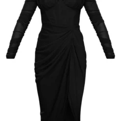 Robe Mi-longue En Mesh Froncé Drapé Noir à Manches Longues 9 Robe Mi-longue En Mesh Froncé Drapé Noir à Manches Longues -Pas Cher Robe Tendre Magasin 05660c70bdbea63aea95db4fd0014c5cfae7e9c1 cnc7627 5
