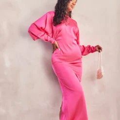 Robe Longue Satinée Rose Vif à Manches Oversize -Pas Cher Robe Tendre Magasin 06ba8bf77e56ac824362861a9fc1a4e190064c81 cnd7548 3