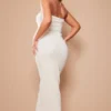 Robe Bustier Longue Texturée Crème