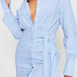 Robe Chemise Rayée Bleu Clair à Boutons Et Noeud 7 Robe Chemise Rayée Bleu Clair à Boutons Et Noeud -Pas Cher Robe Tendre Magasin 07f46fd709e5c3ade9db06d5f5e2e430b44d749a cnc8287 4