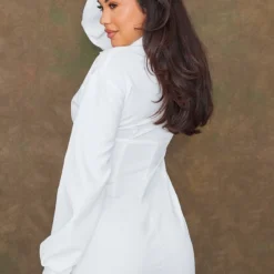 Robe Chemise Style Corset Blanche à Manches Longues -Pas Cher Robe Tendre Magasin 0815b89313bd8d4475205c8570c2992cdea55c6e cnb9191 2