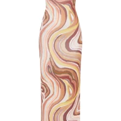 Robe Longue Asymétrique En Mesh Dévoré Marron Imprimé Tourbillons -Pas Cher Robe Tendre Magasin 08fa500342102c3e4d015cfcf1fd6345a4b2bb39 cne2701 5