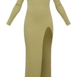 Robe Longue Vert Sauge Kaki à Col Carré Et Fente -Pas Cher Robe Tendre Magasin 09ff76adcd5c5a6cb8c1f12740048947d0708696 cnd4088 5