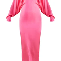 Robe Longue Satinée Rose Vif à Manches Oversize -Pas Cher Robe Tendre Magasin 0a3fc6fa36677d50f0e1f531274b9f5eafd29036 cnd7548 5
