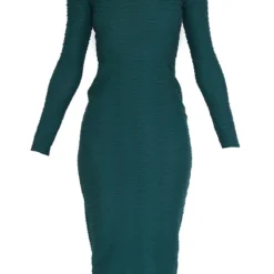 Robe Longue Texturée Vert Sarcelle à Col Rond Et Manches Longues -Pas Cher Robe Tendre Magasin 0af1a93334810aef33d8de51ff47f95c3d8de113 cnb9613 5