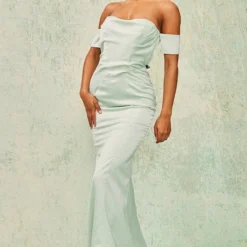 Robe-corset Longue Vert Sauge à Dos Nu Découpé Et Col Bardo -Pas Cher Robe Tendre Magasin 0b42d8bed10fad444b3cdaab46a6a6e83406b1ff cne2935 3