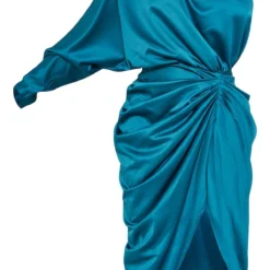 Robe Mi-longue Satinée Drapée Vert émeraude à épaule Unique -Pas Cher Robe Tendre Magasin 0c2b66c5068ab55bfd6c01870e13d4cadbe6ed9d cmu6131 6