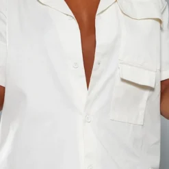 Robe Chemise Cargo écru Oversize à Poches Et Manches Courtes -Pas Cher Robe Tendre Magasin 0c63d1aeb14bb2f0825ea60708df3e6d7437f525 cna1003 4