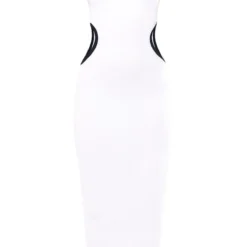 Robe Longue Découpée En Maille Côtelée Blanche à Contours Et Liserés Contrastants -Pas Cher Robe Tendre Magasin 0c6f49c6a475b16166d0997f86b296e8a45901ee cnd5452 5