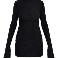 Robe Moulante Texturée Noire à Manches évasées -Pas Cher Robe Tendre Magasin 0d0f6c6de99962684c6aff790bb29bd149c1d7a0 cna6682 5