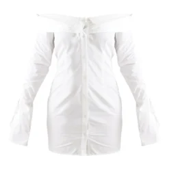 Robe Moulante Boutonnée Blanche En Maille Tissée Froncée à Col Bardot -Pas Cher Robe Tendre Magasin 0d333297da5edfff87dc58dd4351145a1203aa78 cnc8292 5