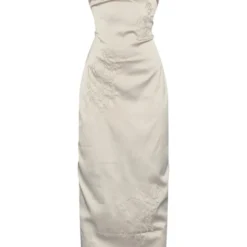 Robe Longue Satinée Vert Olive Brodée Fleurie à Col Bénitier -Pas Cher Robe Tendre Magasin 0db828ad3794b33b677007c1ffad1aca5176e5d5 cnd7526 5