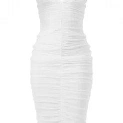 Robe Mi-longue Très Froncée En Mesh Blanc à Armatures -Pas Cher Robe Tendre Magasin 0dc1cbca86d33e72e1aac6bd6221a127a51b022f cnd7703 5
