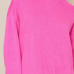 Robe Pull Rose Vif En Maille Tricot Effet Brossé -Pas Cher Robe Tendre Magasin 0df1dadf3bc634ace4e2ab657c993c5e6fdfddb8 cnd2104 4