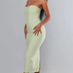 Robe Mi-longue Sauge à Détail Corset Bandage -Pas Cher Robe Tendre Magasin 0ef72a4ca5831c1fc242c53d2d354619977c4e3c cnd1251 3