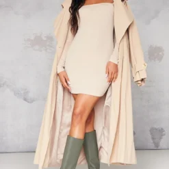 Logic Robe Moulante Côtelée Gris Pierre à Col Très Carré -Pas Cher Robe Tendre Magasin 1119fd631e754a09a04d5d7588f225c33bede9f4 cnb7257 1