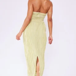 Robe Mi-longue En Jersey Texturé Vert Sauge à Bretelles Croisées Au Cou -Pas Cher Robe Tendre Magasin 1124d11b841a09fcffed11ff97bcb83f9b667d27 cne2987 2