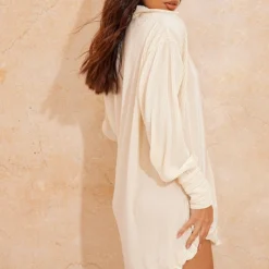 Robe Chemise Crème Plissée à Ourlet Volanté -Pas Cher Robe Tendre Magasin 135aca34240d5c47495021420c354c2363b72a0b cmy2176 3