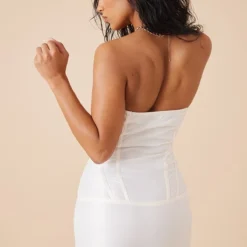 Robe Moulante Satinée Crème à Détail Corset -Pas Cher Robe Tendre Magasin 14757191ee5e80cc6d3c2d3adf4483b105544d4a cnd2174 2