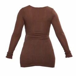 Robe Cache-coeur Moulante Côtelée Chocolat à Découpes -Pas Cher Robe Tendre Magasin 15daae52309407aac9abff584374df51eddc3767 cnd4299 6