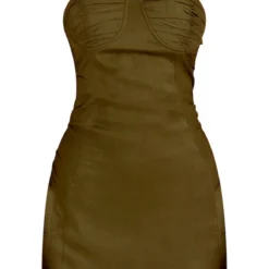 Robe Moulante Effet Lin Kaki Froncée à Détail Bonnets -Pas Cher Robe Tendre Magasin 19c8cda18a71448af2ada669f41570d583ac6e48 cnd7643 5