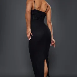 Robe Longue En Mesh Froncé Noir à Barre En V Et Bretelles -Pas Cher Robe Tendre Magasin 1b2f36400911beb86e341fff6eab9da15c88e48d cnc7636 2