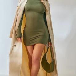 Robe Moulante Kaki à Découpes Et Manches Longues -Pas Cher Robe Tendre Magasin 1b623fa55d7bdfe6e92e97ca9bee8a9a2cd8cf01 cnd2184 3