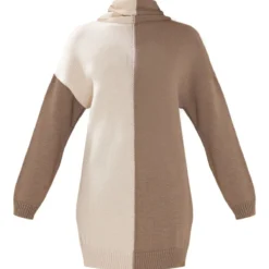 Robe Pull En Maille Café Au Lait Colourblock à Col Roulé -Pas Cher Robe Tendre Magasin 1c6b261b8906b58911d866b202eca6ea01a39058 cnc0910 5