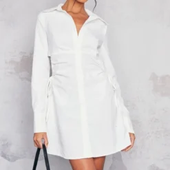 Robe Chemise En Maille Tissée Blanche Froncée à Découpes 7 Robe Chemise En Maille Tissée Blanche Froncée à Découpes -Pas Cher Robe Tendre Magasin 1e03d9144194befef642f929f46d89b3732b0d2a cne1434 1