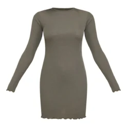 Robe Moulante Côtelée Vert Olive à Col Rond Et Ourlet Légèrement Volanté -Pas Cher Robe Tendre Magasin 1e4ba58c34c164188506303f3d628bbda2335d40 cnb1117 5