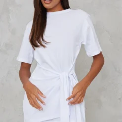 Robe T-shirt Portefeuille Blanche En Coton à Manches Courtes -Pas Cher Robe Tendre Magasin 1fda1ed1b235ff74b92dd0f016eb1c1ed5dfb3e5 cnb1025 3