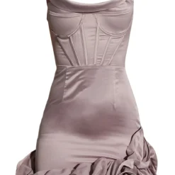 Robe Moulante Style Corset Satinée Rouille à Col Bénitier Et Ourlet Volanté -Pas Cher Robe Tendre Magasin 206f0fae4f264ab577a8be74b6b34434e92ca55f cmt9168 6