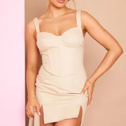 Robe Moulante Cargo Sable à Détail Corset Et Coutures Contrastantes -Pas Cher Robe Tendre Magasin 2250bb64fe6d7d30dbc6bf23247bc21f078842c2 cne2866 3