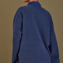 Robe Pull En Polaire Bleu Marine à Slogan Athletics Et Boutons-pression -Pas Cher Robe Tendre Magasin 2253e8b411a2bc688050b5961240f496477dd986 cnc6642 2