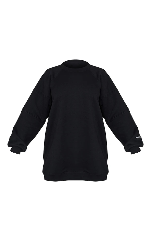 PRETTYLITTLETHING Robe En Sweat Noir Oversize à Manches Raglan 5 PRETTYLITTLETHING Robe En Sweat Noir Oversize à Manches Raglan – Image 5