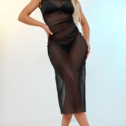 Robe Mi-longue En Mesh Noir à Imprimé Dégradé Sans Manches -Pas Cher Robe Tendre Magasin 25e7e92a07e6fe3447cad89eac264fe7c3e8f82d cnd0038 3