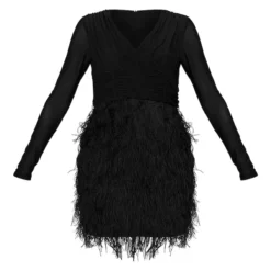 Robe Moulante Noire à Jupe En Fausses Plumes Détail Bonnets -Pas Cher Robe Tendre Magasin 25f8de9e38728f8a9f5d54c407cd20c529e29cd6 cmu6152 6