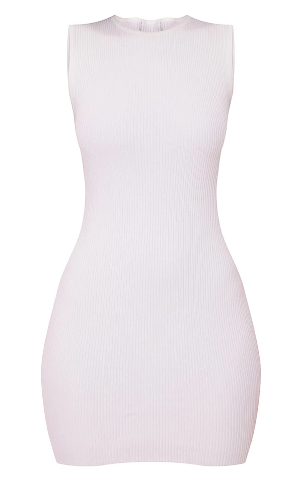 Robe Moulante Crème Basique En Maille Tricot 6 Robe Moulante Crème Basique En Maille Tricot – Image 6