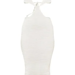 Robe Longue Texturée Blanche Nouée Devant -Pas Cher Robe Tendre Magasin 27102b3c5ed3b68643b61ae5e7a39888219483da cna9229 5