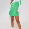 Robe Sweat Vert Vif à Col Polo Et Rayure