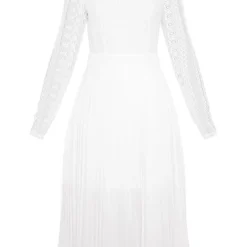 Robe Mi-longue Plissée Blanche à Dentelle -Pas Cher Robe Tendre Magasin 27bd06de38851536ab3254b30554e8254f5798e2 cma8560 3