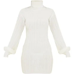 Robe Pull à Col Roulé Et Maille Tricot Côtelée Crème -Pas Cher Robe Tendre Magasin 2866803a9ab470dc90a9863e02e768a87fa07565 cmu0219 6