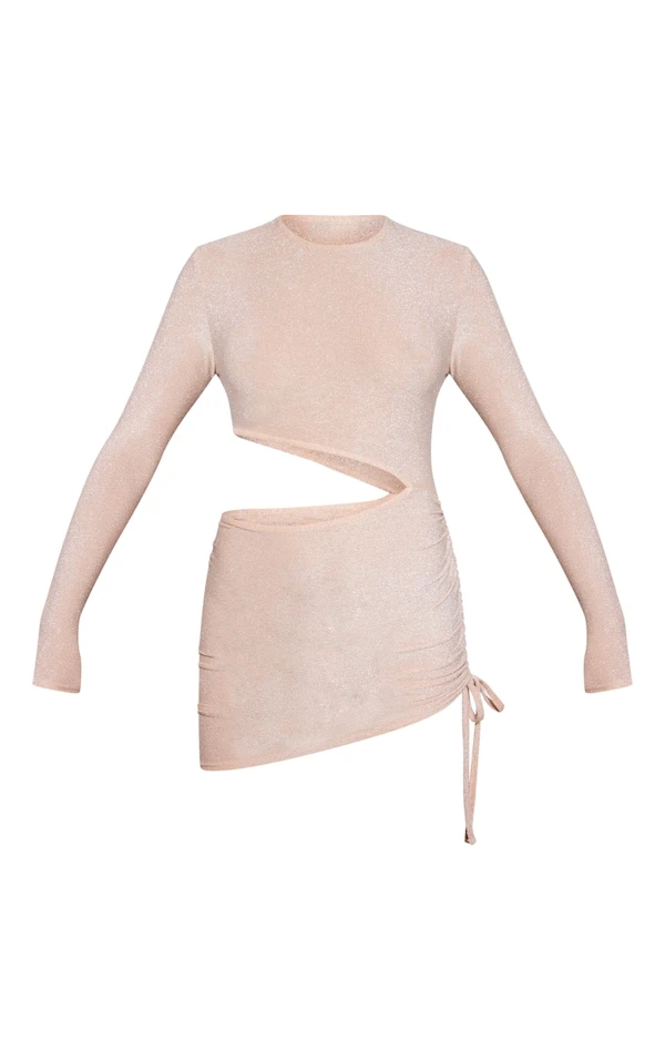 Mini Robe Dorée Métallisée à Découpe Et Fronces 5 Mini Robe Dorée Métallisée à Découpe Et Fronces – Image 5