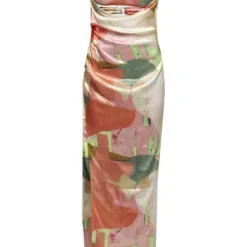 Robe Longue Satinée Drapée Rose Imprimé Abstrait à Découpes -Pas Cher Robe Tendre Magasin 2b8fde055ffc6efab5ded04999493d5067335196 cne8533 5