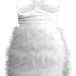 Robe Moulante Satinée Blanche à Bonnets Et Jupe En Plumes -Pas Cher Robe Tendre Magasin 2be3651eff61e8da6af8e9cc51f8e5f41a52c6bf cnc3005 5